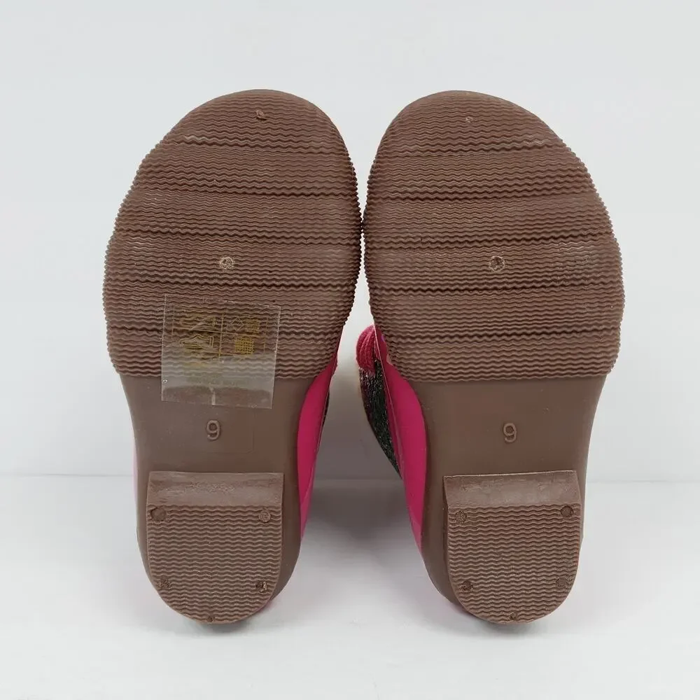 Adrienne Vittadini Bambini Toddler Girls Size 9 Pink Sparkle Glitter Duck Boots
